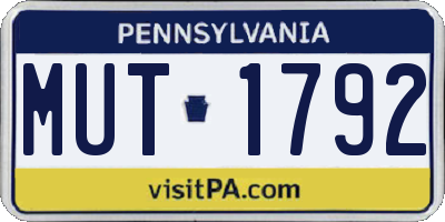 PA license plate MUT1792
