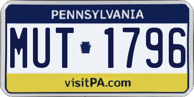 PA license plate MUT1796