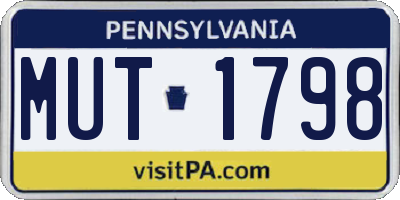 PA license plate MUT1798