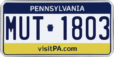 PA license plate MUT1803