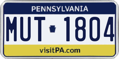 PA license plate MUT1804
