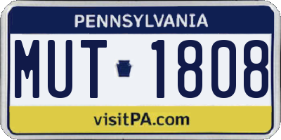 PA license plate MUT1808