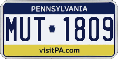 PA license plate MUT1809