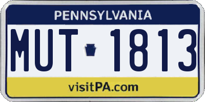PA license plate MUT1813
