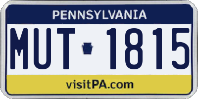 PA license plate MUT1815