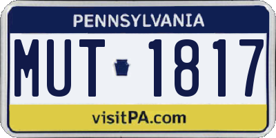 PA license plate MUT1817