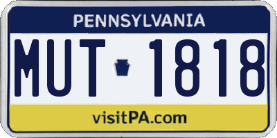 PA license plate MUT1818