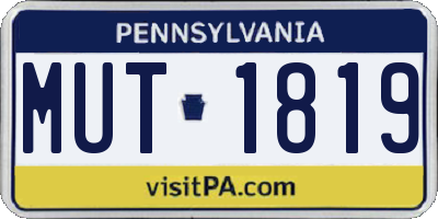 PA license plate MUT1819