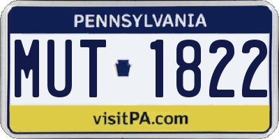 PA license plate MUT1822