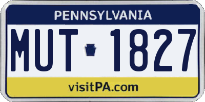 PA license plate MUT1827