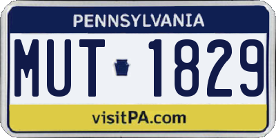 PA license plate MUT1829
