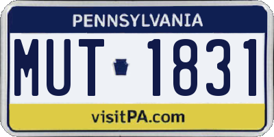 PA license plate MUT1831