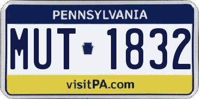 PA license plate MUT1832