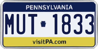 PA license plate MUT1833