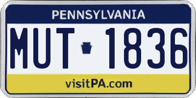 PA license plate MUT1836