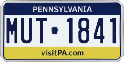 PA license plate MUT1841