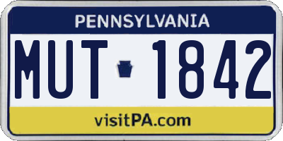 PA license plate MUT1842