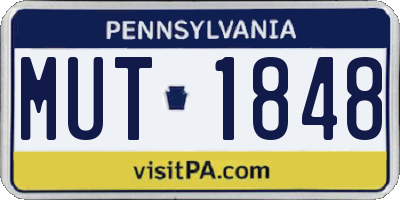 PA license plate MUT1848