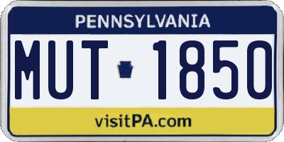 PA license plate MUT1850