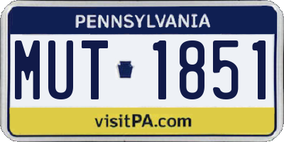 PA license plate MUT1851