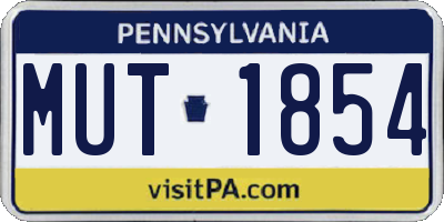 PA license plate MUT1854