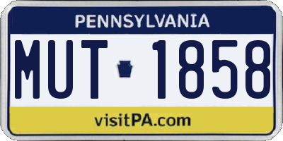 PA license plate MUT1858