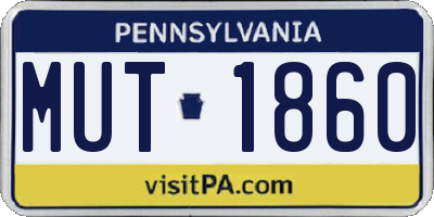 PA license plate MUT1860