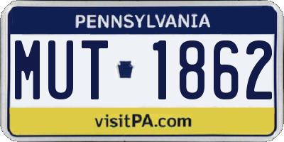 PA license plate MUT1862