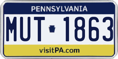 PA license plate MUT1863
