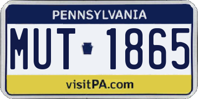 PA license plate MUT1865