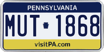 PA license plate MUT1868