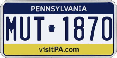 PA license plate MUT1870