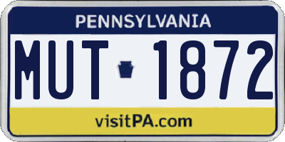 PA license plate MUT1872