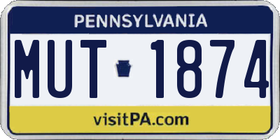 PA license plate MUT1874