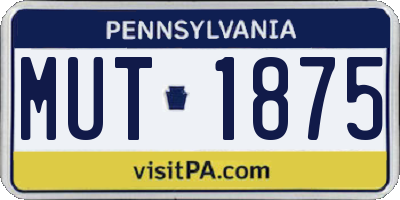 PA license plate MUT1875