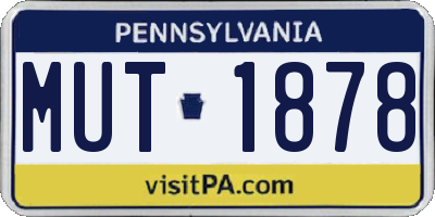 PA license plate MUT1878