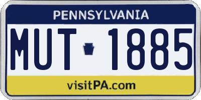 PA license plate MUT1885