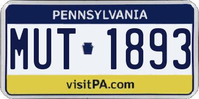 PA license plate MUT1893