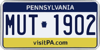 PA license plate MUT1902