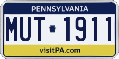 PA license plate MUT1911