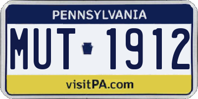 PA license plate MUT1912