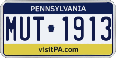 PA license plate MUT1913