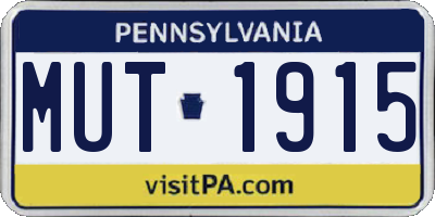 PA license plate MUT1915
