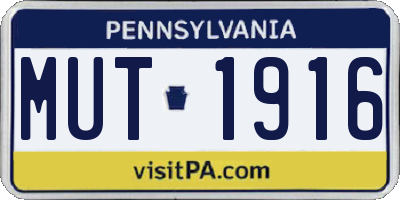PA license plate MUT1916