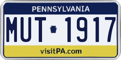 PA license plate MUT1917