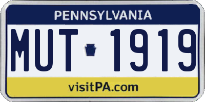 PA license plate MUT1919