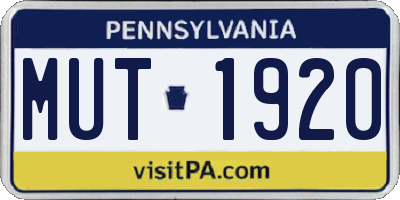PA license plate MUT1920