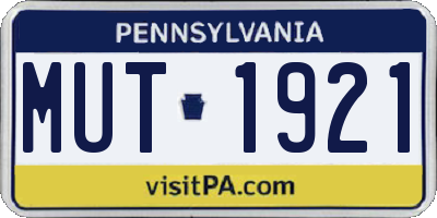 PA license plate MUT1921