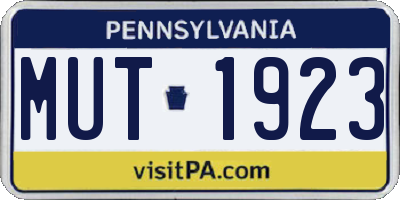 PA license plate MUT1923