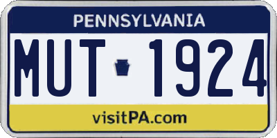 PA license plate MUT1924